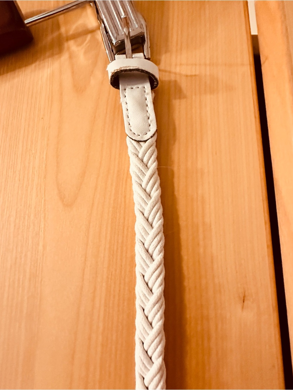 Braided Leather Belt - White